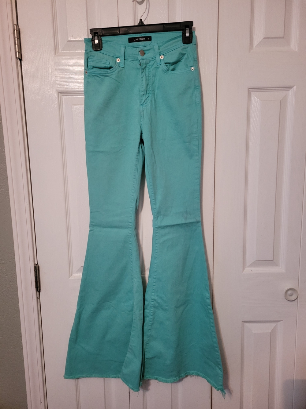 GJG Denim High-Rise Flare Jeans in Aqua